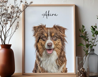 Personalized Pet Portraits from Pet Photo Digital Dog Portrait Custom Painting Pet Gifts Cat Portraits Posters