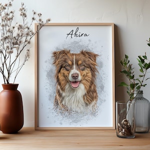Personalized pet portrait from pet photo Digital dog portrait Individual pet portrait Pet gifts personalized print