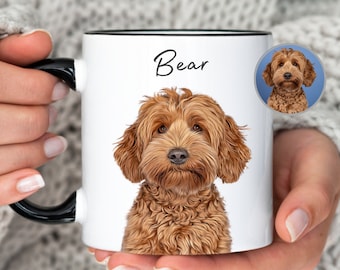 Caneca personalizada para animais de estimação com foto + nome, caneca personalizada para cachorro, café, retratos personalizados para animais de estimação