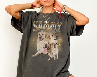 Individuelles Haustier T-Shirt Personalisiert 90er Haustier T-Shirt Retro Hunde T-Shirt Haustier Personalisiertes Komfort Farben 90s Shirt