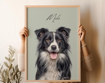 Personalized Pet Portraits from Pet Photo Digital Dog Portrait Custom Painting Pet Gifts Cat Portraits Posters
