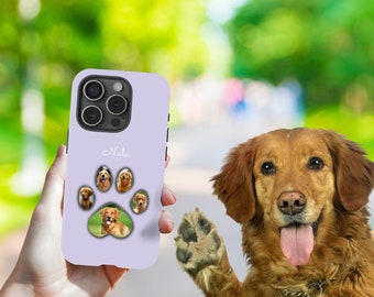 Pet Phone Case with Custom Photos in Paw Personalized Dog Name Portrait iPhone Samsung Pet Loss Memorial Gift