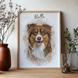 Personalized pet portrait from pet photo Digital dog portrait Individual pet portrait Pet gifts personalized print