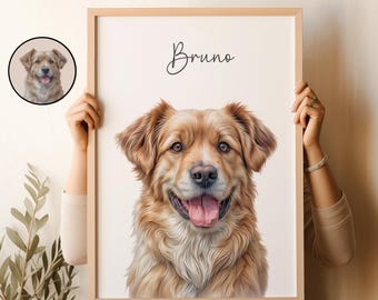 Personalized Pet Portraits from Pet Photo Digital Dog Portrait Custom Painting Pet Gifts Cat Portraits Posters