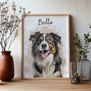 Retratos de mascotas personalizados con foto de mascota Retrato digital de perro Retrato individual de mascota Regalos para mascotas Retratos de gatos Póster
