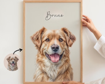 Personalized Pet Portraits from Pet Photo Digital Dog Portrait Custom Painting Pet Gifts Cat Portraits Posters