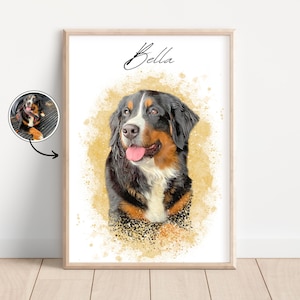 Personalized pet portrait from pet photo Digital dog portrait Individual pet portrait Pet gifts personalized print