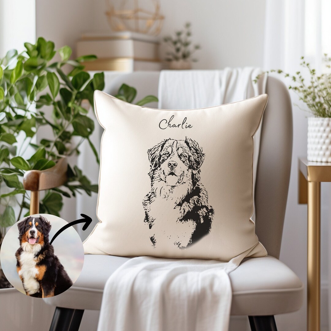 Personalized Pet Pillow With Pet Photo Name Cat Dog Pillow Etsy