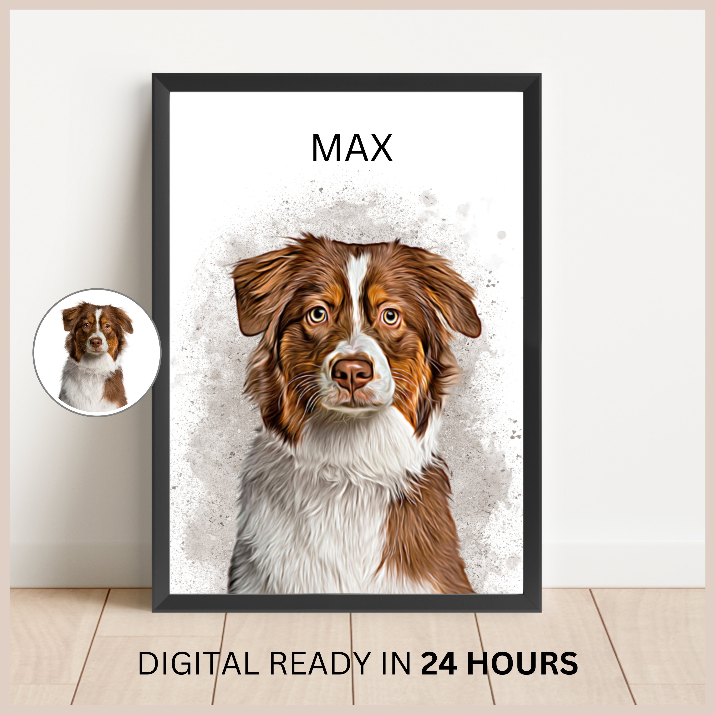 Personalized Pet Portraits With Pet Photo Digital Dog Portrait ...
