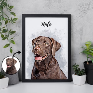 Personalized Pet Portraits with Pet Photo Digital Dog Portrait Custom Pet Portrait Pet Gifts Cat Portraits Poster