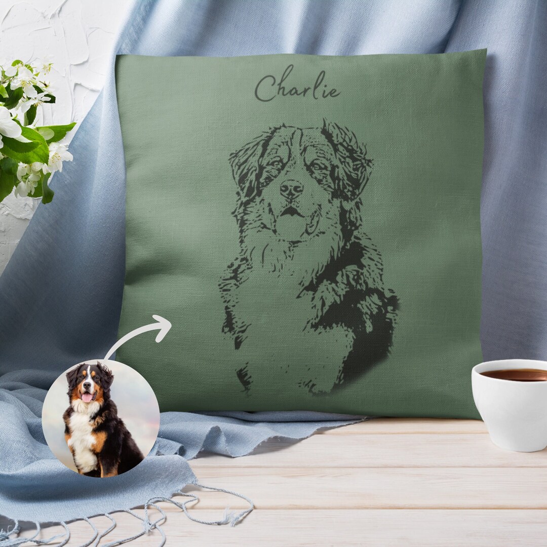 Personalized Pet Pillow With Pet Photo Name Cat Dog Pillow Etsy