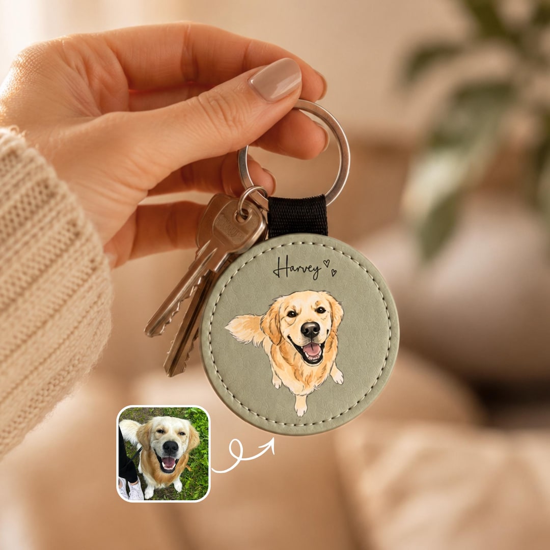 Homemade Dog Keychains Personalized Pet Keychain - Custom Photo - Dog & Cat Portrait - Custom ...