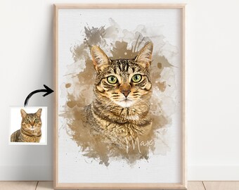 Individuelle Aquarell Haustier Portaits vom Foto Haustier Portrait Hundemama Hund Gemälde Wasserfarbe Katze Gemälde Hund Erinnerungsgeschenk