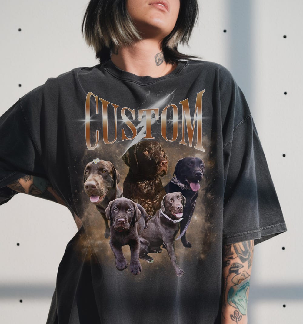 Custom Pet T-Shirt Bootleg Personalized 90S Bootleg Dog T-Shirt Retro Cat T-Shirt Vintage Bootleg Rap T-Shirt Pet Trendy Fashion