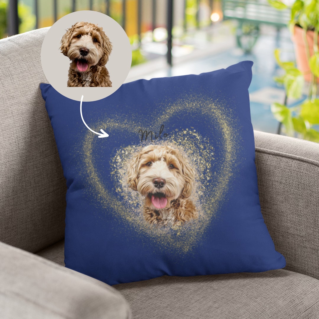 Personalized Pet Pillow With Pet Photo Name Cat Dog Pillow Etsy