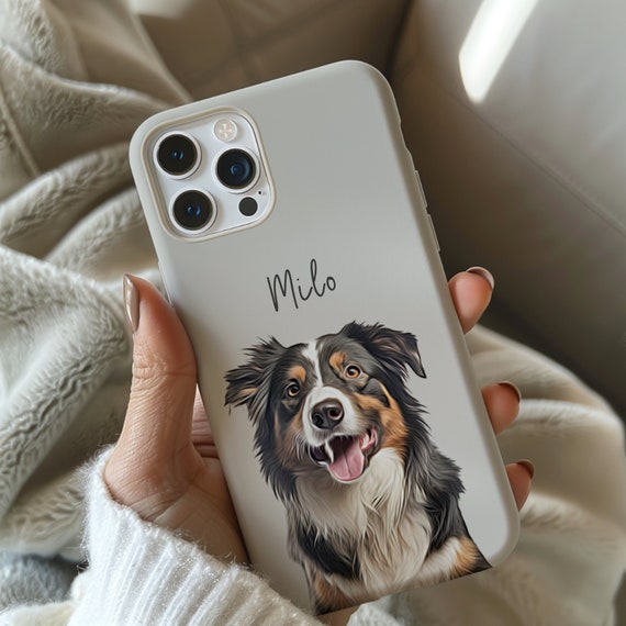 Individuelle Haustier Handyhülle mit Foto + Name Porträt für iPhone + Samsung, Personalisierte Hunde Handyhülle Katzen Handyhülle Geschenk