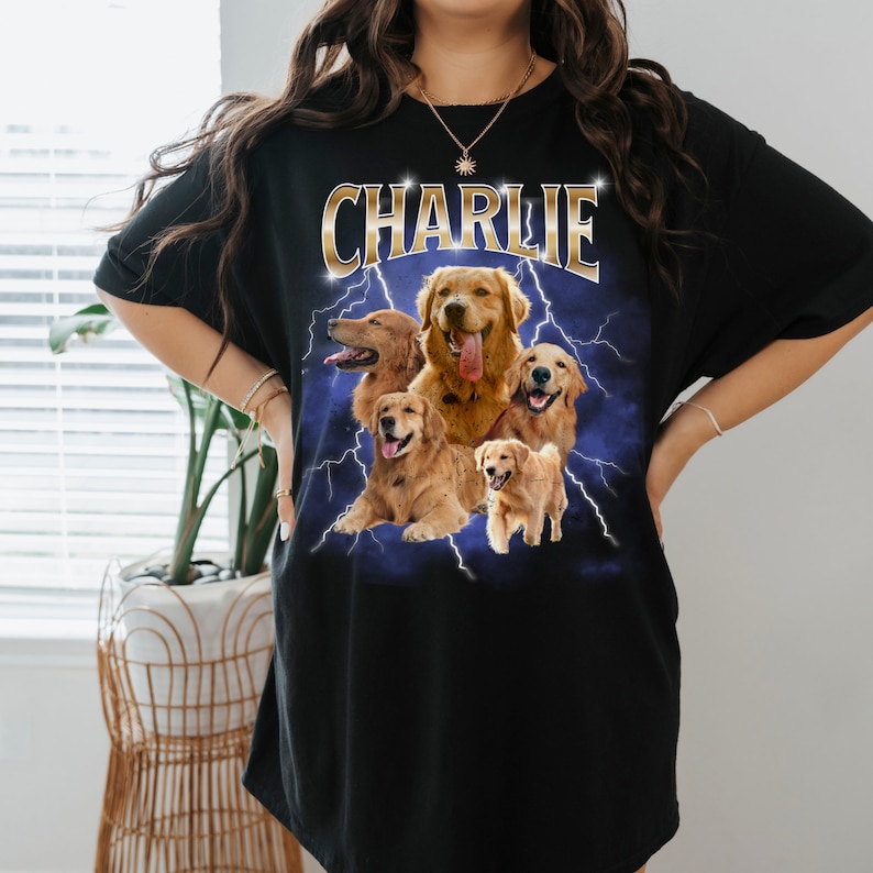 T-shirt personalizzata per animali domestici T-shirt personalizzata per animali domestici anni '90 T-shirt per cani da compagnia Bootleg Camicia per cani personalizzata immagine 7
