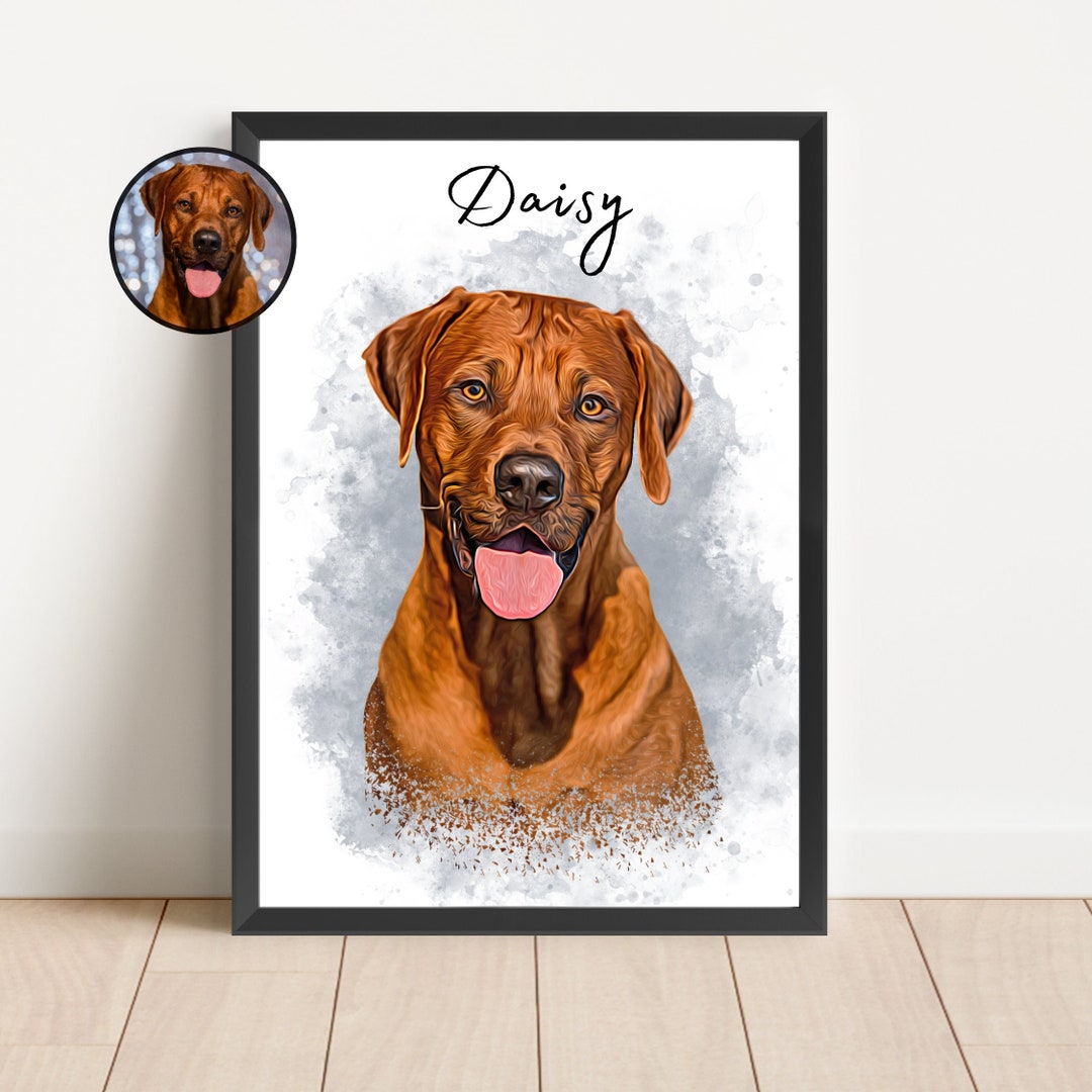 Personalized Pet Portraits With Pet Photo Digital Dog Portrait ...