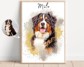 Personalisiertes Tierportraits mit Haustierfoto Digitales Hundeportrait Individuelles Tierportrait Haustier Geschenke Katzenportraits Poster