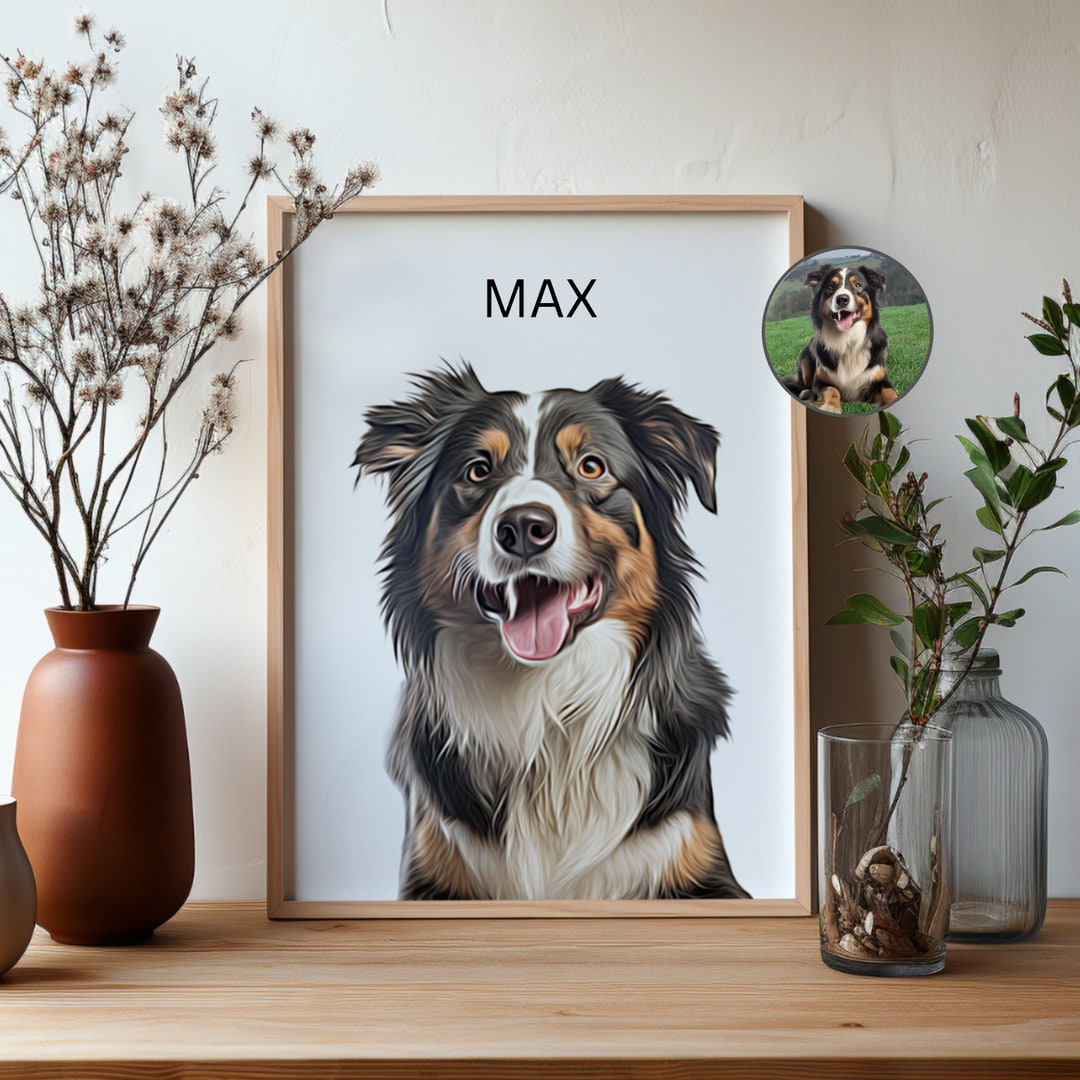 Personalized Pet Portraits With Pet Photo Digital Dog Portrait ...