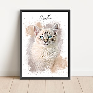 Personalisiertes Tierportraits mit Haustierfoto Digitales Hundeportrait Individuelles Tierportrait Haustier Geschenke Katzenportraits Poster