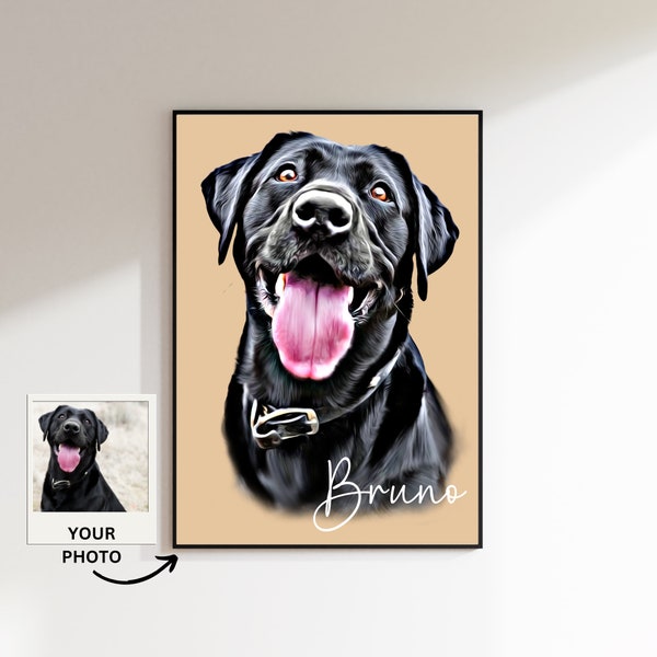 Personalisiertes Haustier Portrait mit Haustierfoto Digitales Hundeportrait Individuelles Tierportrait Haustier Geschenke Katzenportraits
