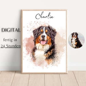 Personalisiertes Tierportraits mit Haustierfoto Digitales Hundeportrait Individuelles Tierportrait Haustier Geschenke Katzenportraits Poster Bild 4