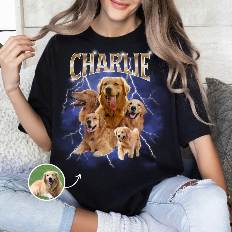 Individuelles Haustier T-Shirt 90er Jahre Personalisiertes Haustier T-Shirt Bootleg Haustier Hund T-Shirt Personalisiertes Hundeshirt Bild 9