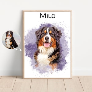 Personalized Pet Portraits with Pet Photo Digital Dog Portrait Custom Pet Portrait Pet Gifts Cat Portraits Poster image 6