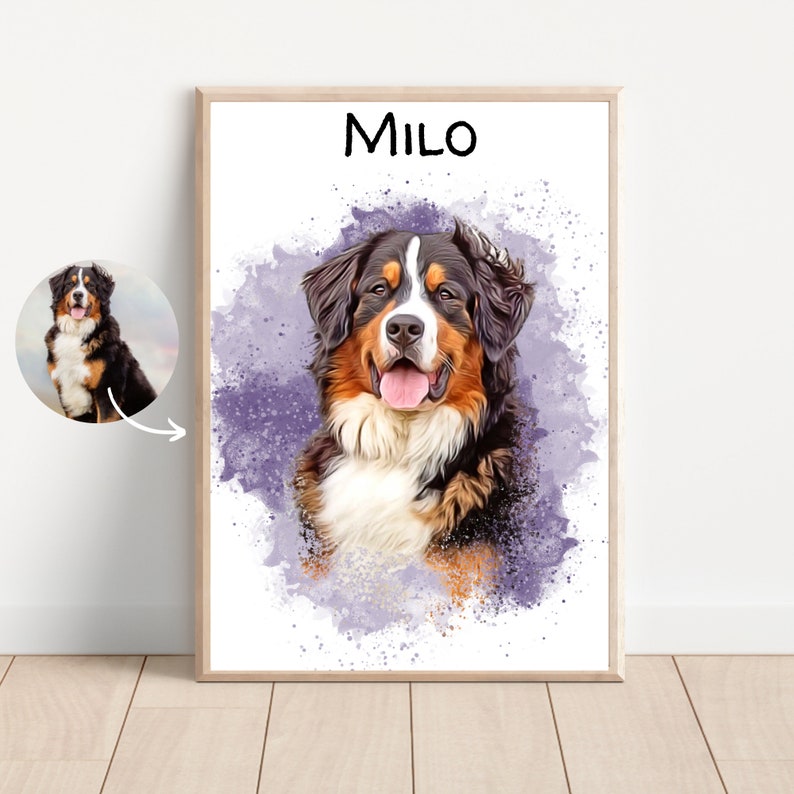 Personalisiertes Tierportraits mit Haustierfoto Digitales Hundeportrait Individuelles Tierportrait Haustier Geschenke Katzenportraits Poster Bild 6