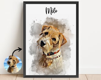 Personalisiertes Haustier Porträt Aquarell Haustierfoto Ölgemälde Wasserfarben Porträt Hundemama Hund Katze Gemälde Hund Erinnerungsgeschenk