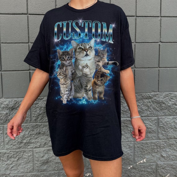Benutzerdefiniertes Bootleg Haustier-T-Shirt Personalisiertes 90er Bootleg Hunde T-Shirt Retro Katzen T-Shirt Vintage Bootleg Rap T-Shirt