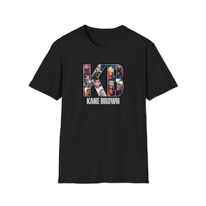 Camiseta branca com letra Kane Brown Concert, presente para fãs de música, vestuário para shows, camiseta gráfica, camiseta softstyle unissex de música country