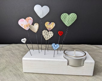Bastelset Teelichthalter mit Herzen, DIY, Geburtstag, Valentinstag, Muttertag, Holz, selber gestalten