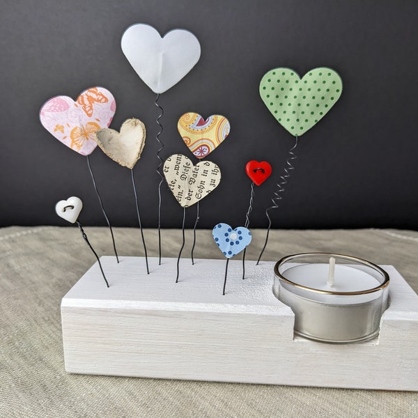 Bastelset Teelichthalter mit Herzen, DIY, Geburtstag, Valentinstag, Muttertag, Holz, selber gestalten