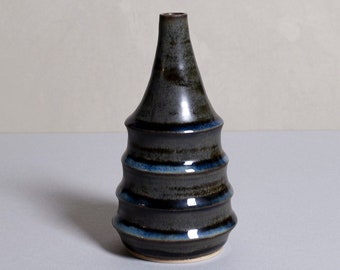 A stepped vase (medium) in rustic green and blue glaze