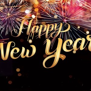 Cenário de Feliz Ano Novo com Fogos de Artifício Dourados e Efeito Bokeh para Fotos, Ideal para Decoração de Festas, Banners e Estúdio Fotográfico na Véspera de Natal (1,5 x 2,4 m)
