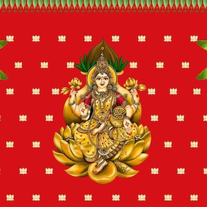 Traditional Varamahalakshmi Backdrop Cloth for Festival Decoration /Varamahalakshmi Pooja Event Home Decoration/Lakshmi Devi Size (5 x 8) FT