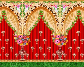 Decorative Flower Background Backdrop Curtain for Decoration Backdrop Cloth for Traditional/Background for Pooja/Festival Size (5x8) FT