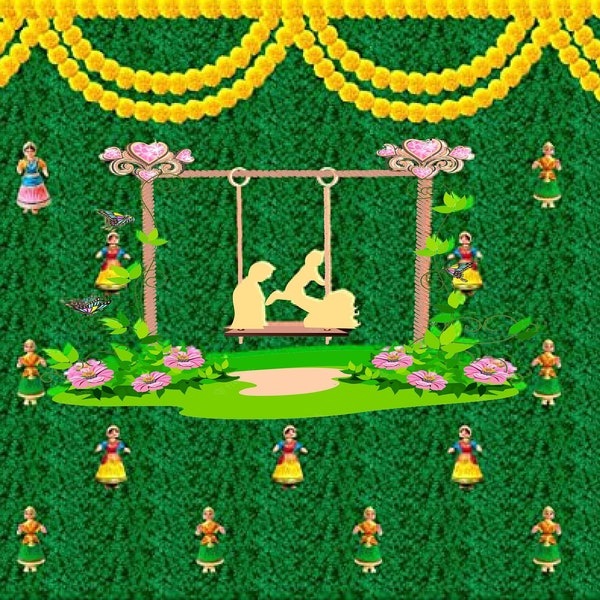 Wiege Zeremonie, Baby Namenszeremonie Design Hintergrund für Pooja Dekoration Traditionell / Hintergrund Vorhang für Pooja Größe (5x8) FT