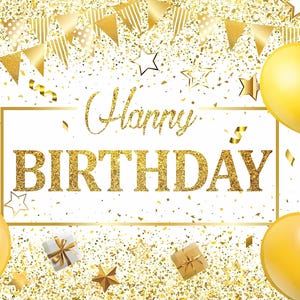 Toile De Fond Anniversaire Noir Et Or Pailleté - 2,1x1,5m Pour Photo Et Décoration