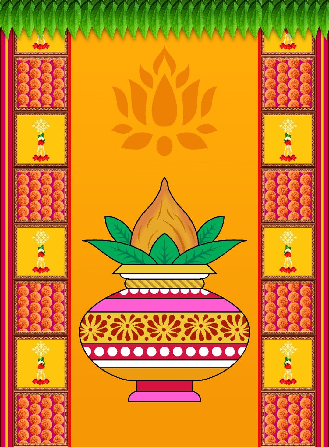 Dekorations-Hintergrund Aus Stoff – 244x152 Cm, Mit Ringelblumen-Muster, Für Diwali, Pooja, Hochzeiten & Feste
