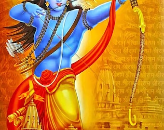 Lord Shree Ram Design Backdrop Curtain for Decoration Backdrop Cloth for Pooja Decoration Traditional/Background Curtain Size (8x5)FT