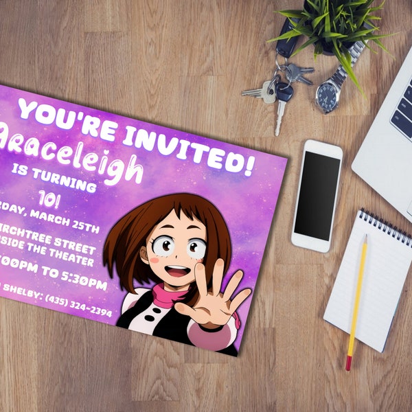 My Hero MHA Invitation Birthday Digital Invite || Made To Order || Downloadable File || KenyonDigital