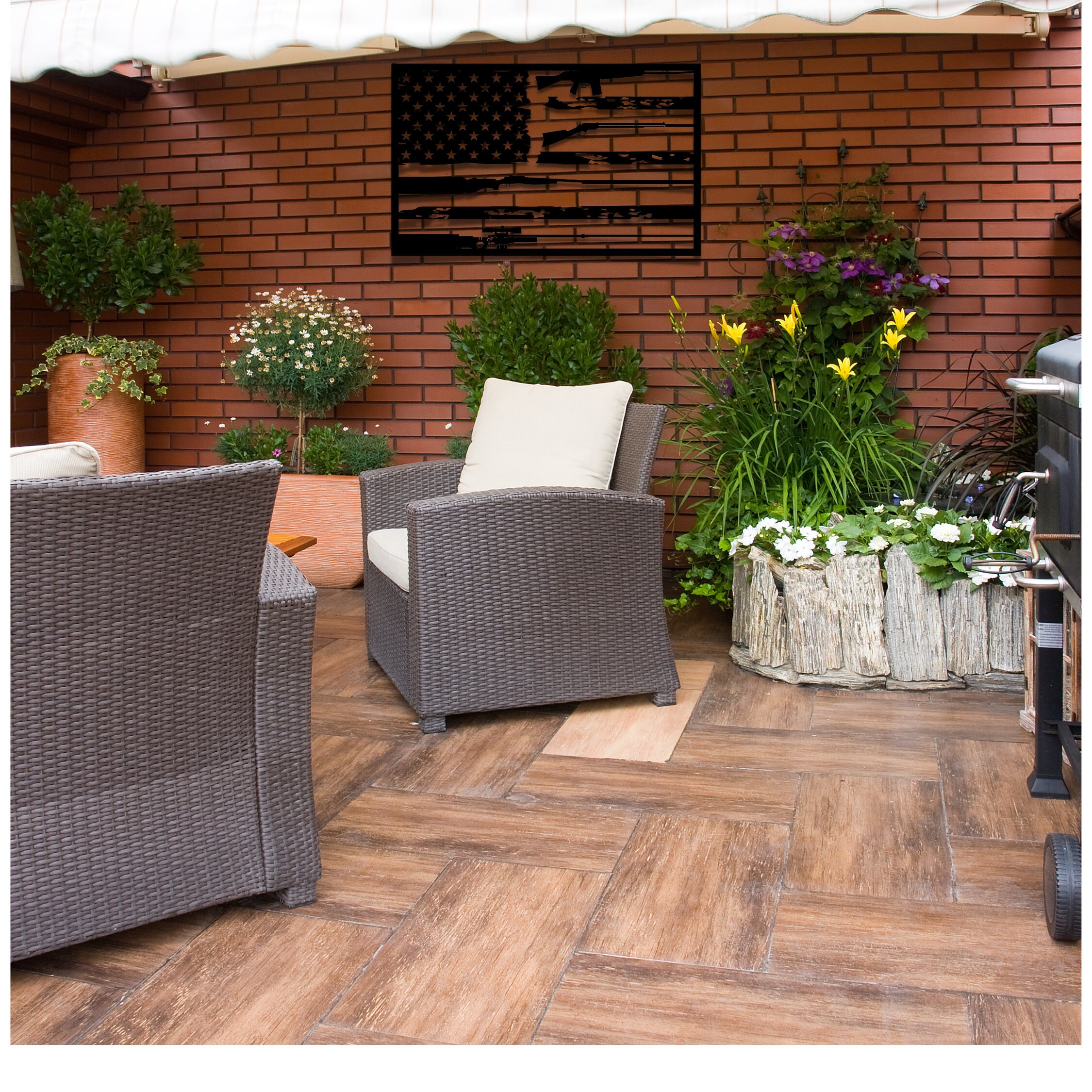 American Flag With Guns as Stripes Metal Wall Art, 2nd Amendment Flag