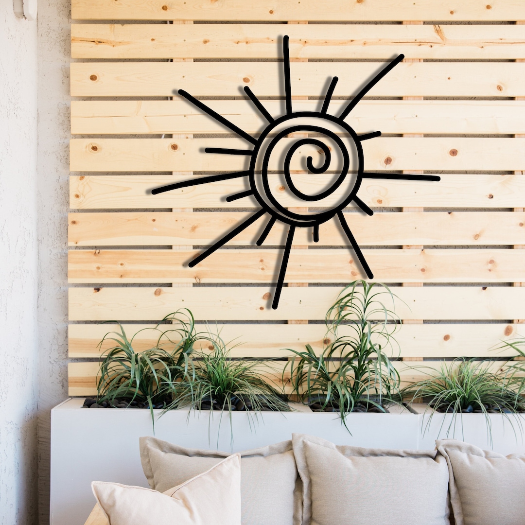 Metal Sun Wall Art Sunburst Art Boho Metal Wall Art Beachy Sign Metal