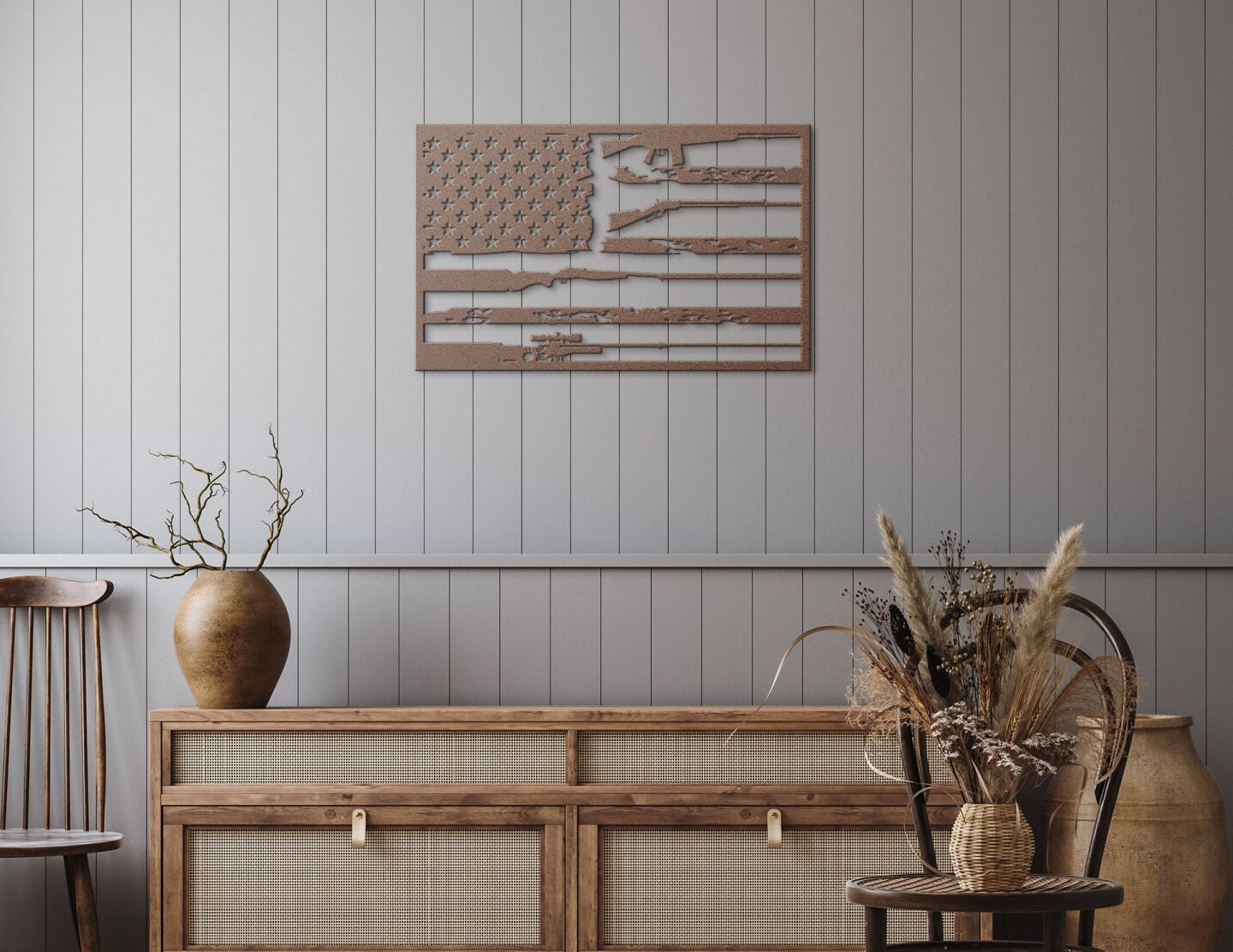 American Flag With Guns as Stripes Metal Wall Art, 2nd Amendment Flag
