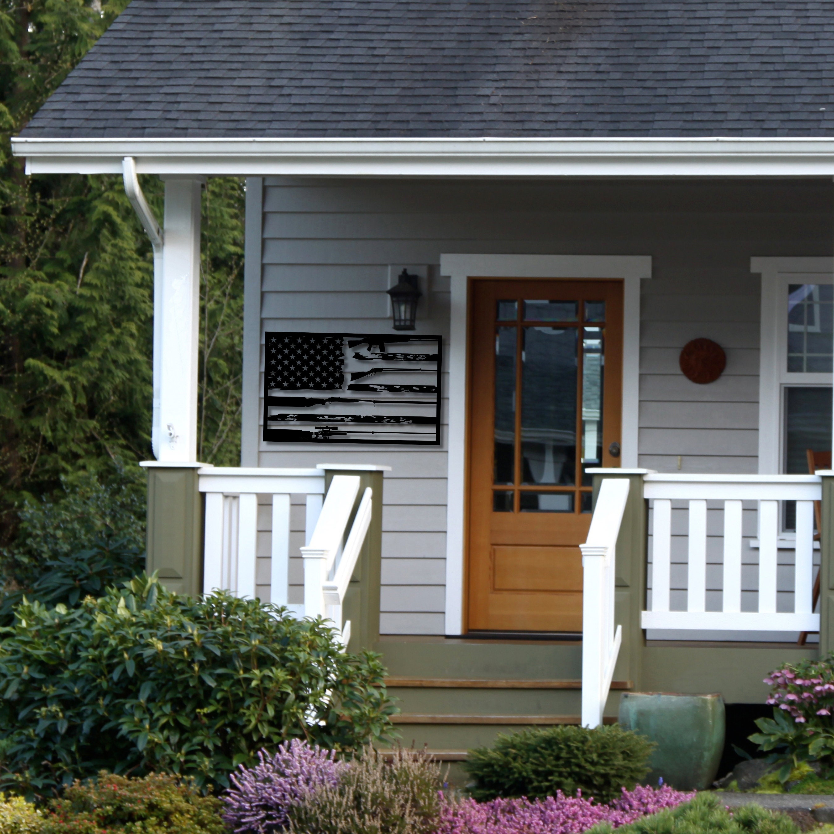 American Flag With Guns as Stripes Metal Wall Art, 2nd Amendment Flag