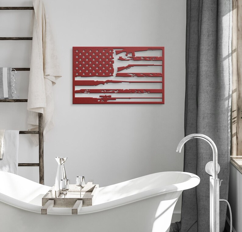 American Flag With Guns as Stripes Metal Wall Art, 2nd Amendment Flag