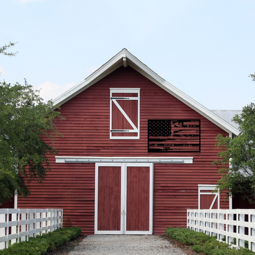 American Flag With Guns as Stripes Metal Wall Art, 2nd Amendment Flag